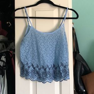 Blue and black crop top